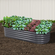 Green Fingers Garden Bed 160X80X42cm Oval Planter Box Raised Container Galvanised GARDEN-OVAL-1608042