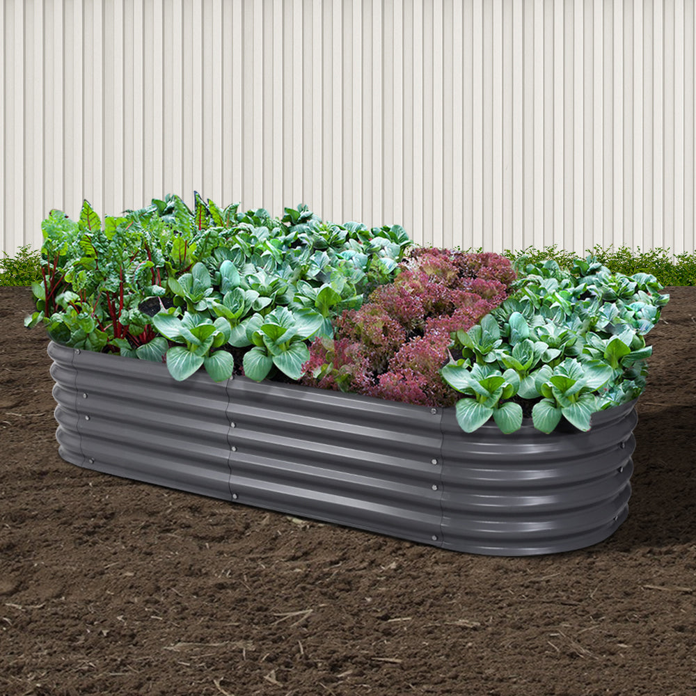 Green Fingers Garden Bed 160X80X42cm Oval Planter Box Raised Container Galvanised GARDEN-OVAL-1608042
