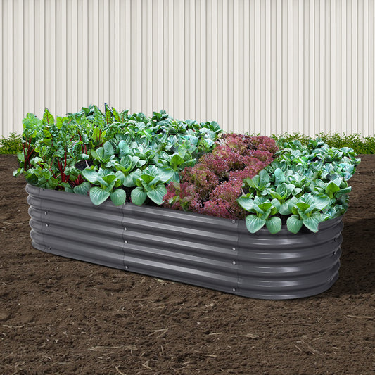 Green Fingers Garden Bed 160X80X42cm Oval Planter Box Raised Container Galvanised GARDEN-OVAL-1608042
