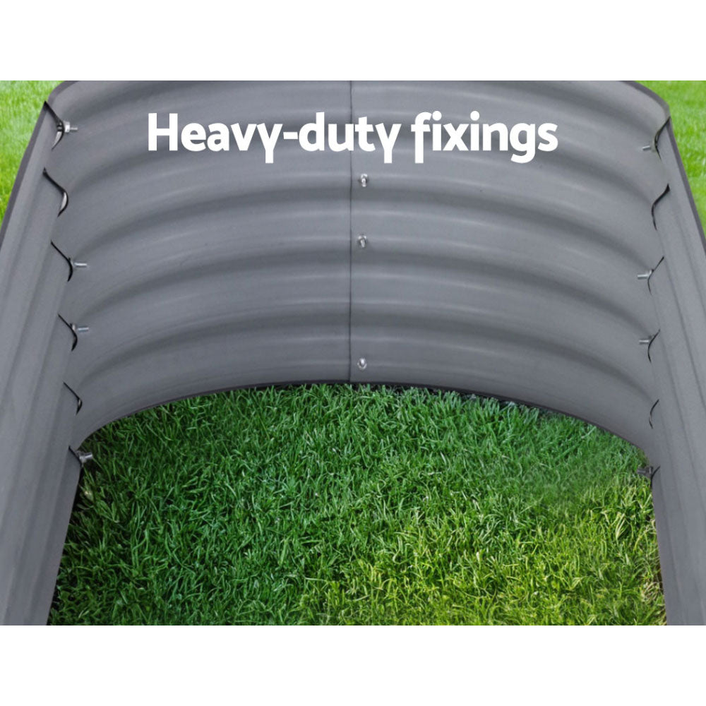2x Green Fingers Raised Garden Bed 160X80X42cm Oval Planter Box Raised Container Galvanised GARDEN-OVAL-1608042X2