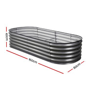 Green Fingers 3 Pcs Raised Garden Bed Kit Oval Galvanized Steel Planter Boxes 160x80x42cm, Heavy Duty Metal GARDEN-OVAL-1608042X3