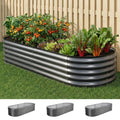 Green Fingers 3 Pcs Raised Garden Bed Kit Oval Galvanized Steel Planter Boxes 160x80x42cm, Heavy Duty Metal GARDEN-OVAL-1608042X3