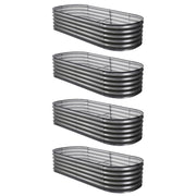Green Fingers 4 Pcs Raised Garden Bed Kit Oval Galvanized Steel Planter Boxes 160x80x42cm, Heavy Duty Metal GARDEN-OVAL-1608042X4