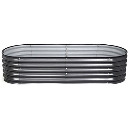 Green Fingers 4 Pcs Raised Garden Bed Kit Oval Galvanized Steel Planter Boxes 160x80x42cm, Heavy Duty Metal GARDEN-OVAL-1608042X4
