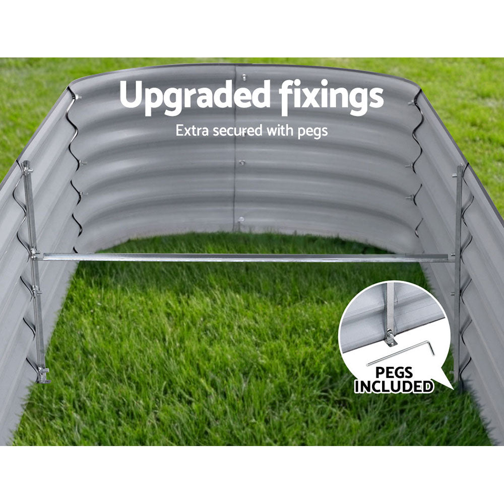 Green Fingers Garden Bed 240X80X42cm Oval Planter Box Raised Container Galvanised GARDEN-OVAL-2408042
