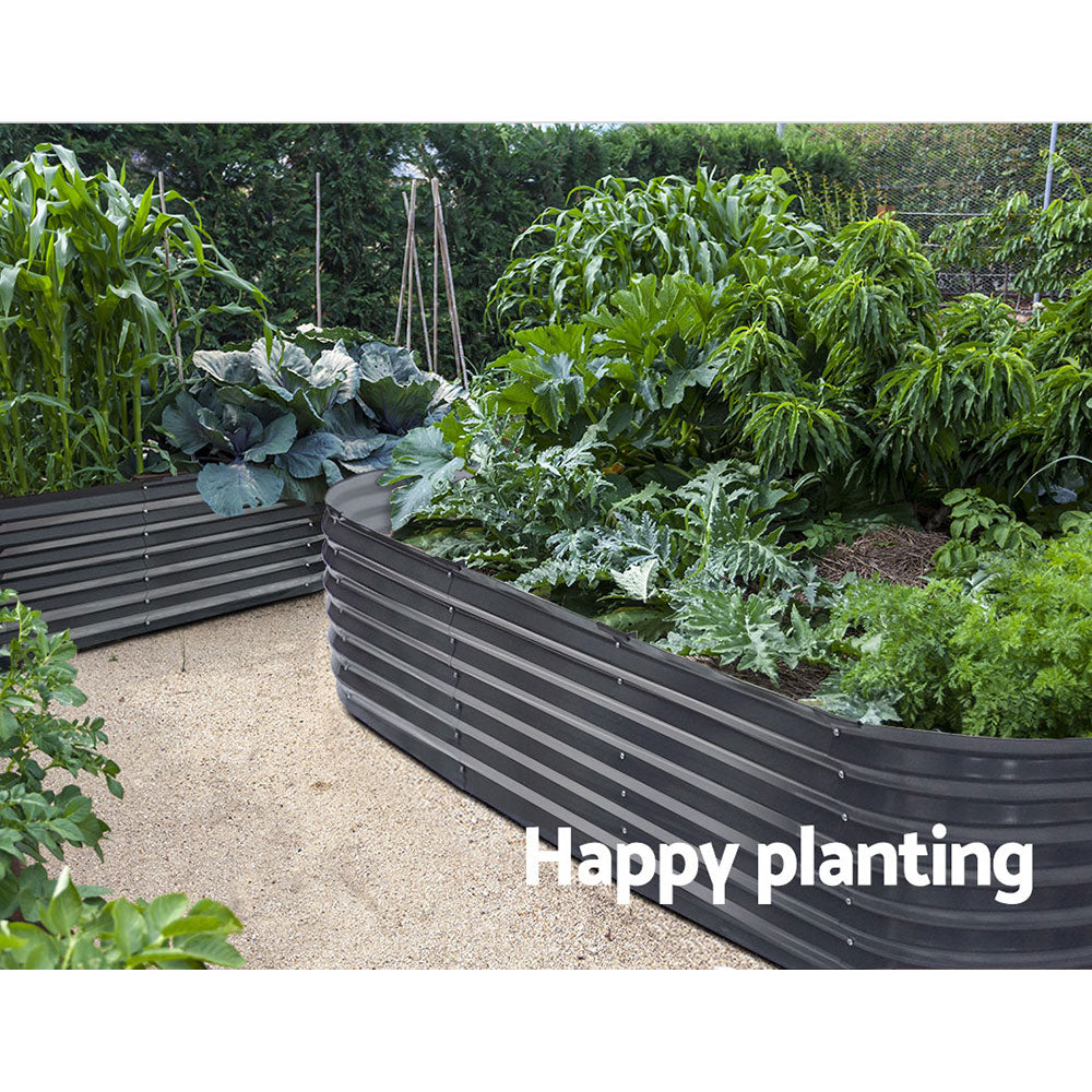 Green Fingers Garden Bed 240X80X42cm Oval Planter Box Raised Container Galvanised GARDEN-OVAL-2408042