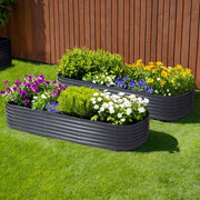 2x Raised Green Fingers Garden Bed 240X80X42cm Oval Planter Box Container Galvanised GARDEN-OVAL-2408042X2