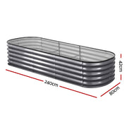 Green Fingers 3 Pcs Raised Garden Bed Kit Oval Galvanized Steel Planter Boxes 240x80x42cm, Heavy Duty Metal GARDEN-OVAL-2408042X3