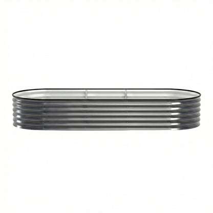 Green Fingers 3 Pcs Raised Garden Bed Kit Oval Galvanized Steel Planter Boxes 240x80x42cm, Heavy Duty Metal GARDEN-OVAL-2408042X3