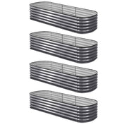 Green Fingers 4 Pcs Raised Garden Bed Kit Oval Galvanized Steel Planter Boxes 240x80x42cm, Heavy Duty Metal GARDEN-OVAL-2408042X4