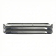 Green Fingers 4 Pcs Raised Garden Bed Kit Oval Galvanized Steel Planter Boxes 240x80x42cm, Heavy Duty Metal GARDEN-OVAL-2408042X4