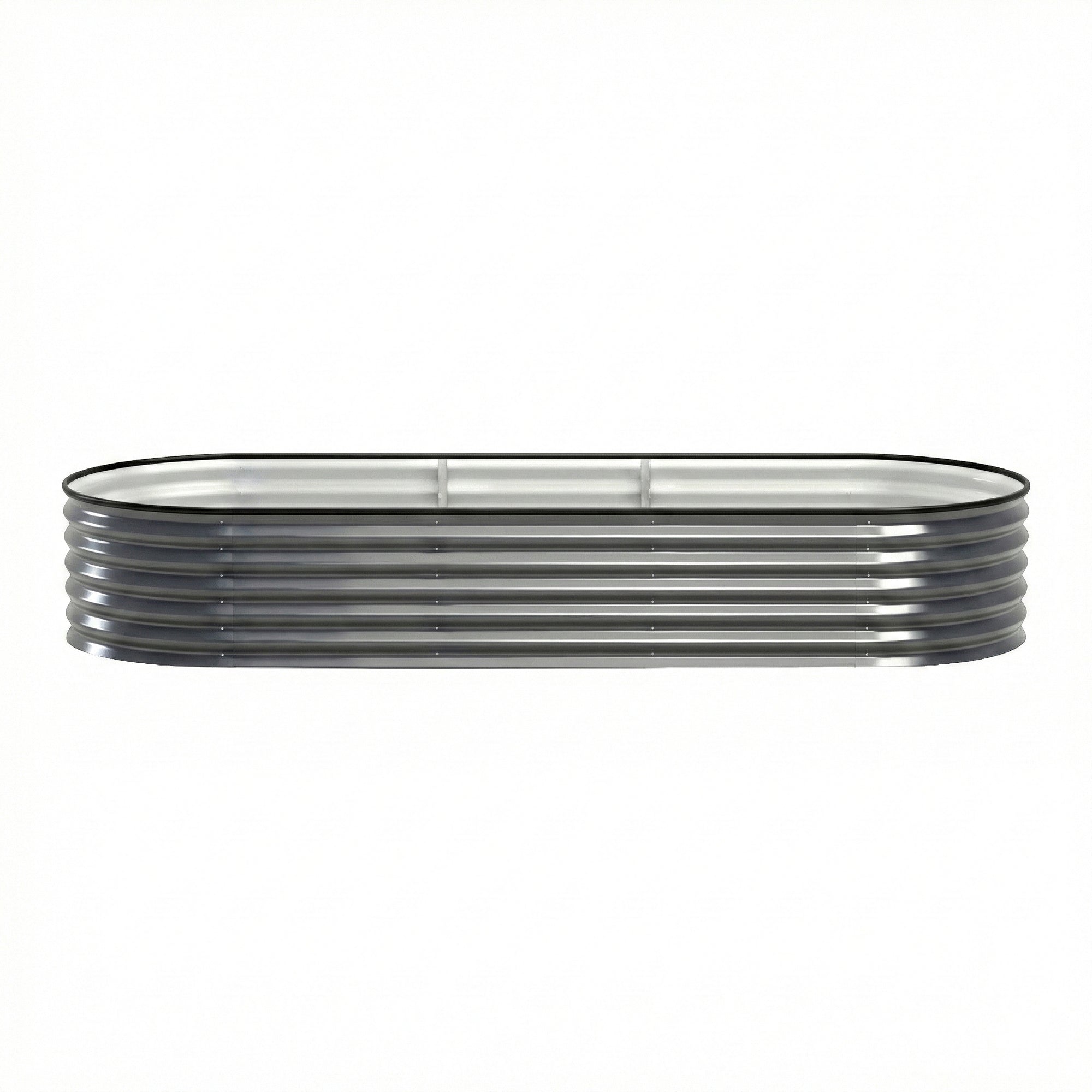 Green Fingers 4 Pcs Raised Garden Bed Kit Oval Galvanized Steel Planter Boxes 240x80x42cm, Heavy Duty Metal GARDEN-OVAL-2408042X4