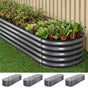 Green Fingers 4 Pcs Raised Garden Bed Kit Oval Galvanized Steel Planter Boxes 240x80x42cm, Heavy Duty Metal GARDEN-OVAL-2408042X4