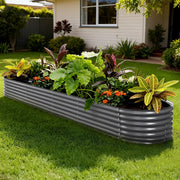 Green Fingers Garden Bed 320X80X42cm Oval Planter Box Raised Container Galvanised GARDEN-OVAL-3208042
