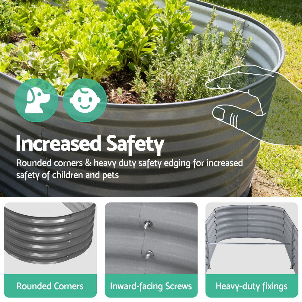 Green Fingers Garden Bed 320X80X42cm Oval Planter Box Raised Container Galvanised GARDEN-OVAL-3208042
