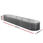 Green Fingers Garden Bed 320X80X42cm Oval Planter Box Raised Container Galvanised GARDEN-OVAL-3208042