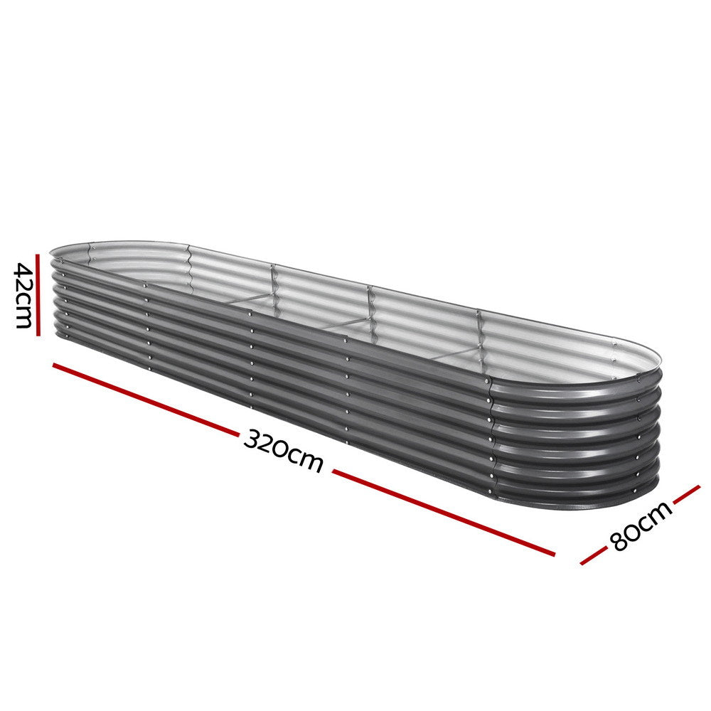 Green Fingers Garden Bed 320X80X42cm Oval Planter Box Raised Container Galvanised GARDEN-OVAL-3208042