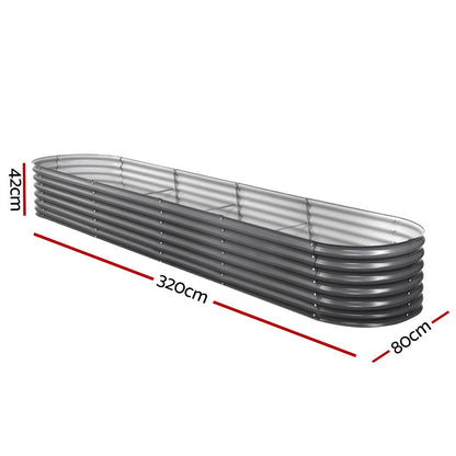 Green Fingers Garden Bed 320X80X42cm Oval Planter Box Raised Container Galvanised GARDEN-OVAL-3208042