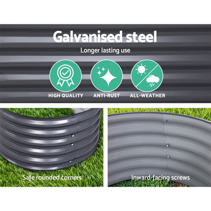 2x Green Fingers Raised Garden Bed 320X80X42cm Oval Planter Box Container Galvanised GARDEN-OVAL-3208042X2
