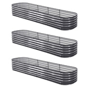 Green Fingers 3 Pcs Raised Garden Bed Kit Oval Galvanized Steel Planter Boxes 320x80x42cm, Heavy Duty Metal GARDEN-OVAL-3208042X3