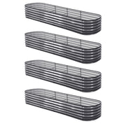 Green Fingers 4 Pcs Raised Garden Bed Kit Oval Galvanized Steel Planter Boxes 320x80x42cm, Heavy Duty Metal GARDEN-OVAL-3208042X4