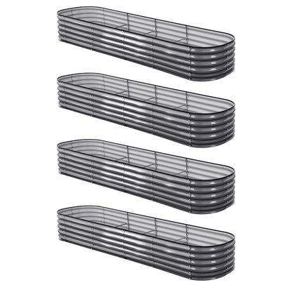 Green Fingers 4 Pcs Raised Garden Bed Kit Oval Galvanized Steel Planter Boxes 320x80x42cm, Heavy Duty Metal GARDEN-OVAL-3208042X4
