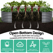Green Fingers 4 Pcs Raised Garden Bed Kit Oval Galvanized Steel Planter Boxes 320x80x42cm, Heavy Duty Metal GARDEN-OVAL-3208042X4
