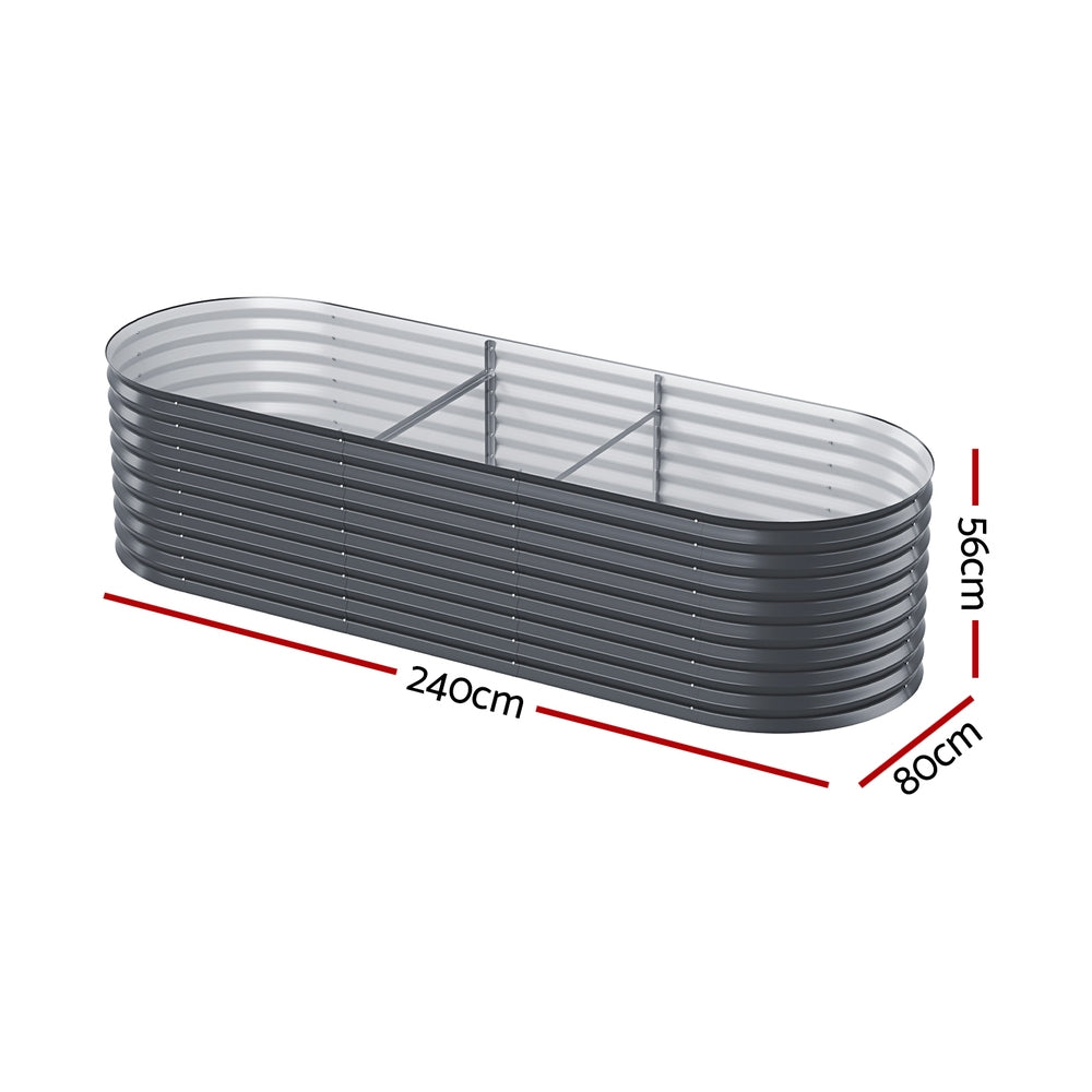Green Fingers Garden Bed 240X80X56cm Oval Planter Box GARDEN-OVAL-AG-2408056