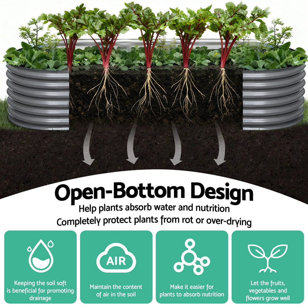 Green Fingers Garden Bed 240X80X56cm Oval Planter Box GARDEN-OVAL-AG-2408056
