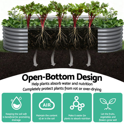 Green Fingers Garden Bed 240X80X56cm Oval Planter Box GARDEN-OVAL-AG-2408056