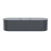x2 Green Fingers Raised Garden Bed Kit Planter Oval Galvanised Steel 240cmX80cmX56cm GARDEN-OVAL-AG-2408056X2