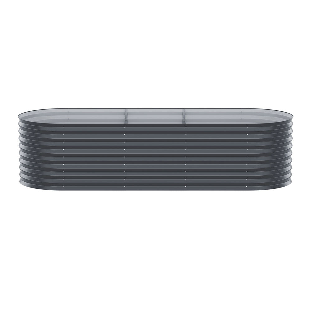 x2 Green Fingers Raised Garden Bed Kit Planter Oval Galvanised Steel 240cmX80cmX56cm GARDEN-OVAL-AG-2408056X2