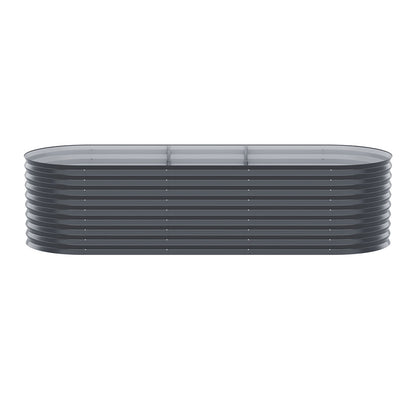 x2 Green Fingers Raised Garden Bed Kit Planter Oval Galvanised Steel 240cmX80cmX56cm GARDEN-OVAL-AG-2408056X2