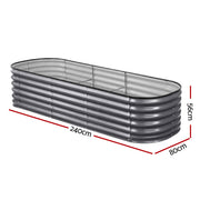 Green Fingers 3 Pcs Raised Garden Bed Kit Oval Galvanized Steel Planter Boxes 240x80x56cm, Heavy Duty Metal GARDEN-OVAL-AG-2408056X3