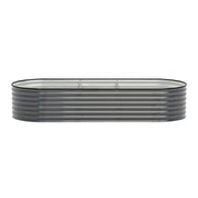 Green Fingers 3 Pcs Raised Garden Bed Kit Oval Galvanized Steel Planter Boxes 240x80x56cm, Heavy Duty Metal GARDEN-OVAL-AG-2408056X3