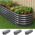 Green Fingers 3 Pcs Raised Garden Bed Kit Oval Galvanized Steel Planter Boxes 240x80x56cm, Heavy Duty Metal GARDEN-OVAL-AG-2408056X3