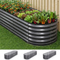 Green Fingers 3 Pcs Raised Garden Bed Kit Oval Galvanized Steel Planter Boxes 240x80x56cm, Heavy Duty Metal GARDEN-OVAL-AG-2408056X3