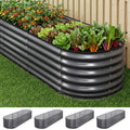 Green Fingers 4 Pcs Raised Garden Bed Kit Oval Galvanized Steel Planter Boxes 240x80x56cm, Heavy Duty Metal GARDEN-OVAL-AG-2408056X4