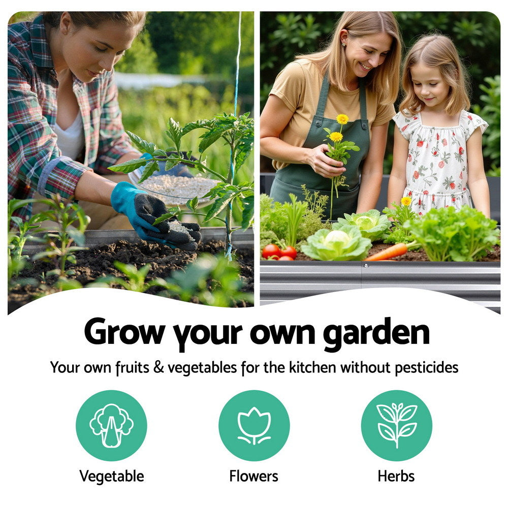 2x Green Fingers Raised Garden Bed 320X80X56cm Oval Planter Box GARDEN-OVAL-AG-3208056X2