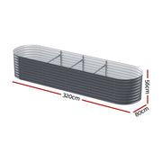 2x Green Fingers Raised Garden Bed 320X80X56cm Oval Planter Box GARDEN-OVAL-AG-3208056X2