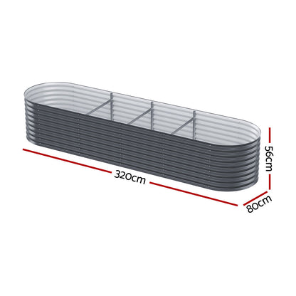 2x Green Fingers Raised Garden Bed 320X80X56cm Oval Planter Box GARDEN-OVAL-AG-3208056X2