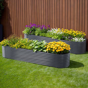 2x Green Fingers Raised Garden Bed 320X80X56cm Oval Planter Box GARDEN-OVAL-AG-3208056X2