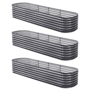 Green Fingers 3 Pcs Raised Garden Bed Kit Oval Galvanized Steel Planter Boxes 320x80x56cm, Heavy Duty Metal GARDEN-OVAL-AG-3208056X3