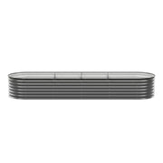 Green Fingers 3 Pcs Raised Garden Bed Kit Oval Galvanized Steel Planter Boxes 320x80x56cm, Heavy Duty Metal GARDEN-OVAL-AG-3208056X3
