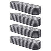 Green Fingers 4 Pcs Raised Garden Bed Kit Oval Galvanized Steel Planter Boxes 320x80x56cm, Heavy Duty Metal GARDEN-OVAL-AG-3208056X4
