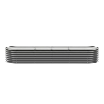 Green Fingers 4 Pcs Raised Garden Bed Kit Oval Galvanized Steel Planter Boxes 320x80x56cm, Heavy Duty Metal GARDEN-OVAL-AG-3208056X4