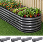 Green Fingers 4 Pcs Raised Garden Bed Kit Oval Galvanized Steel Planter Boxes 320x80x56cm, Heavy Duty Metal GARDEN-OVAL-AG-3208056X4