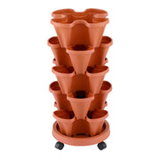 Green Fingers Raised Garden Bed 5 Tier Vertical Garden Brick Red Strawberry Stackable Planters Herbs Petunias GARDEN-PLASTIC-25L-BR