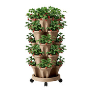 Green Fingers Garden Bed 5 Tier Vertical Garden Grey Strawberry Stackable Planters Herb Petunias Tan GARDEN-PLASTIC-25L-DYE