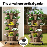 Green Fingers Garden Bed 5 Tier Vertical Garden Grey Strawberry Stackable Planters Herb Petunias Tan GARDEN-PLASTIC-25L-DYE
